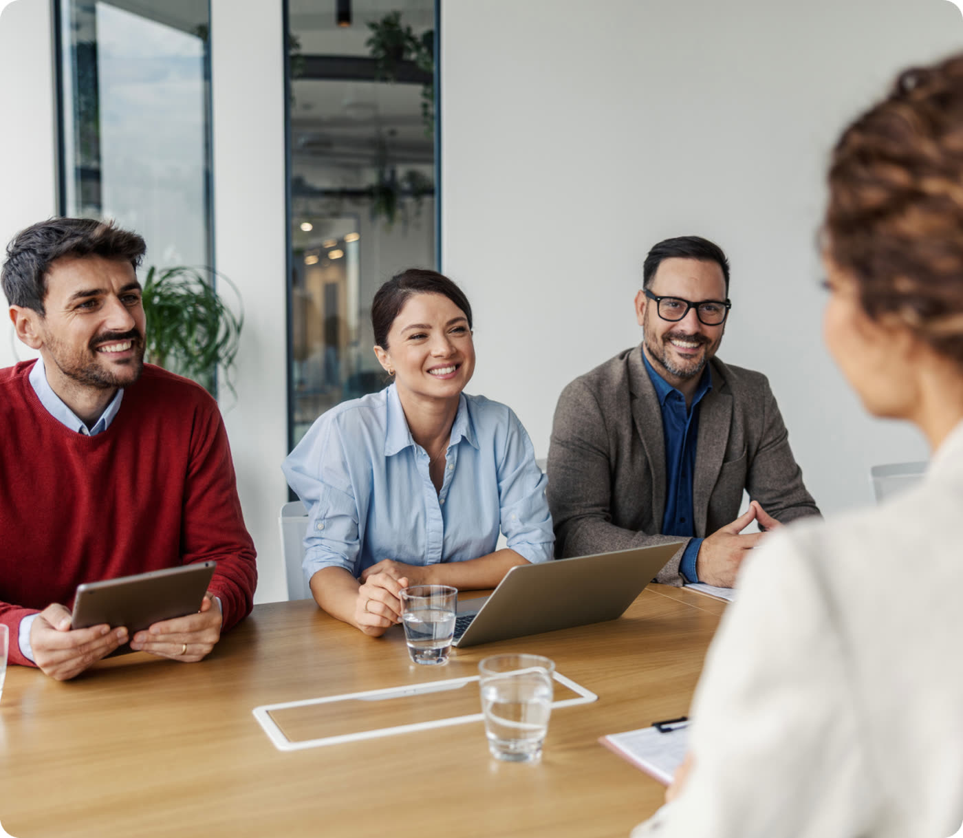 Employer panel meeting a candidate across the table
