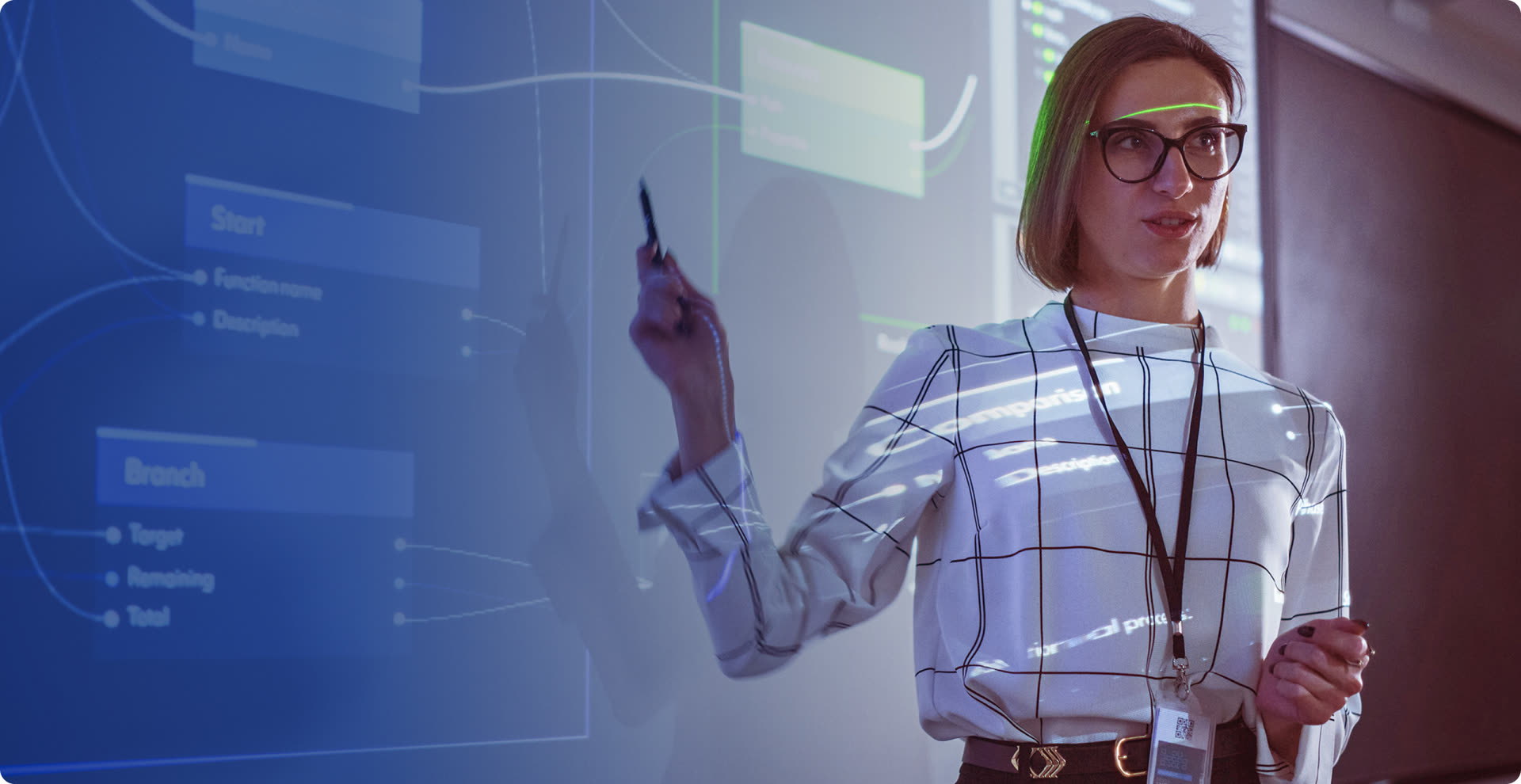 Instructor at an interactive smartboard