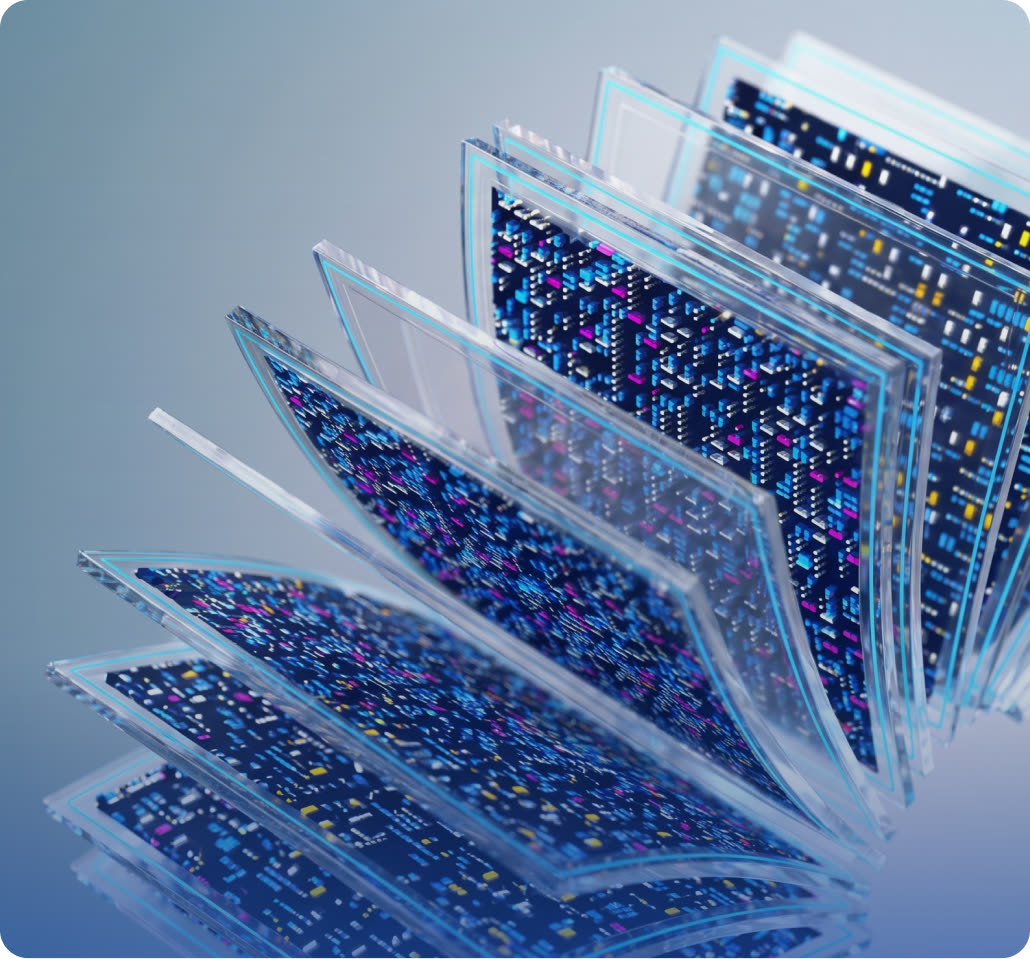 Layered translucent panels of circuitry